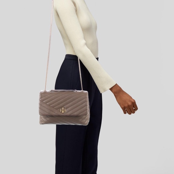 Tory Burch Leather Shoulder Quilted Bag Chain Neutral adjustable strap - Picture 2 of 7